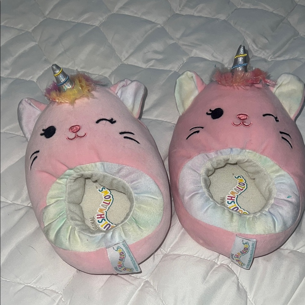 Size 2/3 - Squishmallows Pink Unicorn Cat Slippers